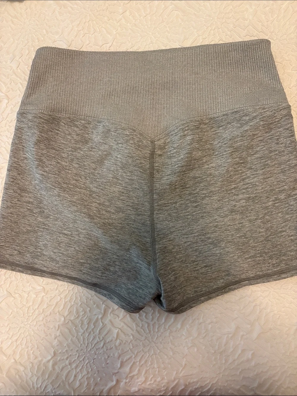 ALO Yoga High-Rise Ribbed Grey Athletic Shorts